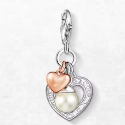 charm en cœur ouvert perlé