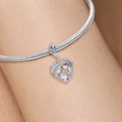 charm pendentif en cœur mère et fille