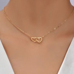 collier 2 cœurs entrelacés