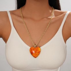 collier cœur ambre