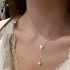 collier cœur argenté