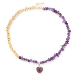 collier cœur avec améthyste