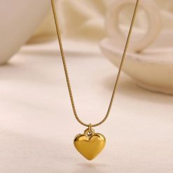 collier cœur en acier inoxydable