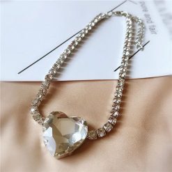 collier cœur en cristal
