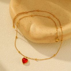 collier cœur en rouge
