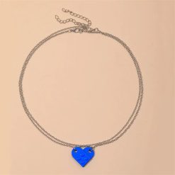 collier cœur lego bleu