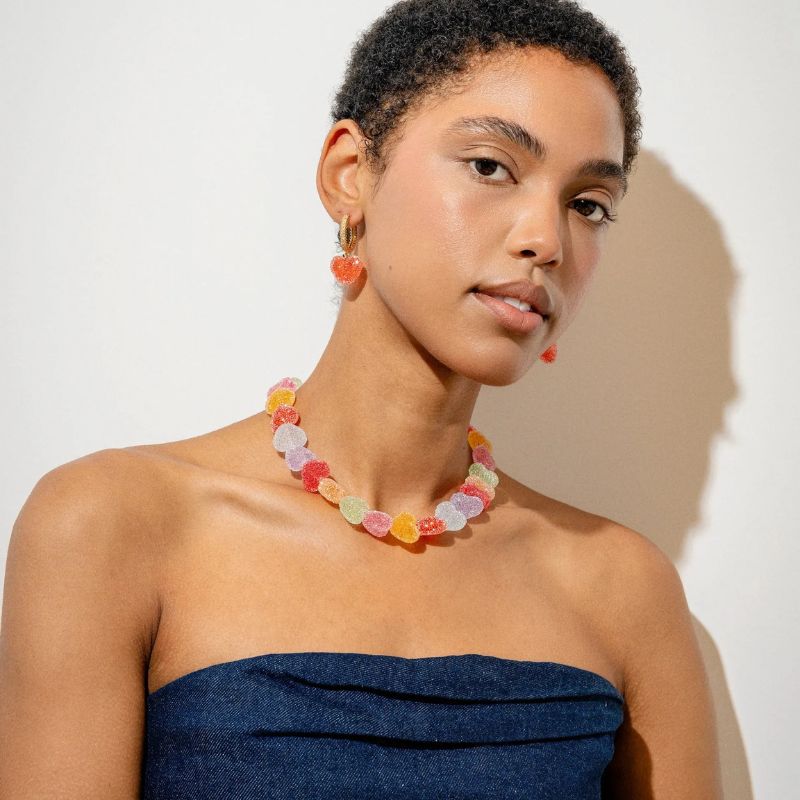 collier cœur multicolore