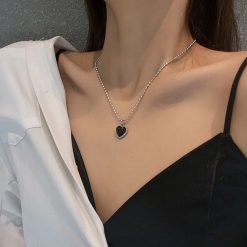 collier cœur noir
