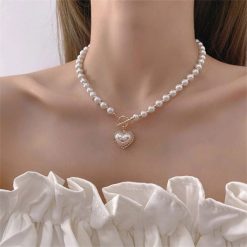 collier cœur perles