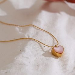 collier cœur rose