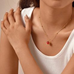 collier cœur rouge