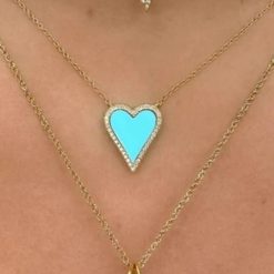 collier cœur turquoise