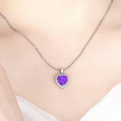 collier cœur violet