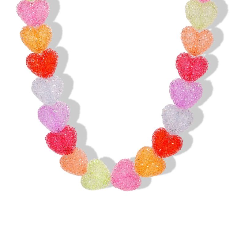 collier en cœur multicolore