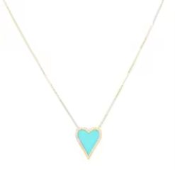 collier en cœur turquoise