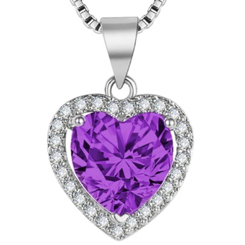 collier en cœur violet
