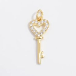 pendentif charm clé et cœur