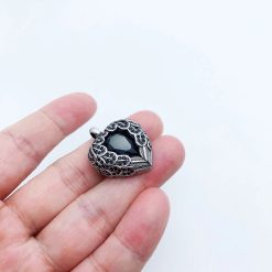 pendentif cœur noir en argent