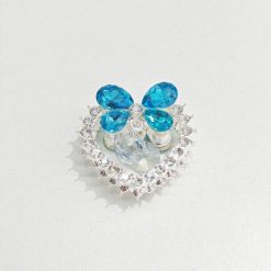 pendentif cœur papillon bleu
